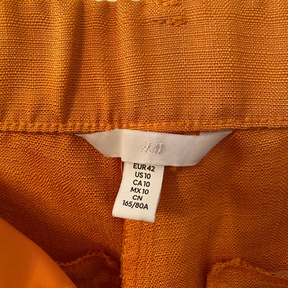 H&M Orange Tailored Trouser Pants High Waist Straight Leg Sz 10 - Picture 7 of 9